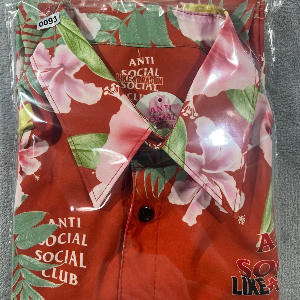 Anti Social Social Club x Like a Dragon RARE Red Floral Hawaiian Shirt XL NWT - Picture 8 of 8